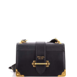 Prada Large Cahier Crossbody Bag Leather and Saffiano Leather